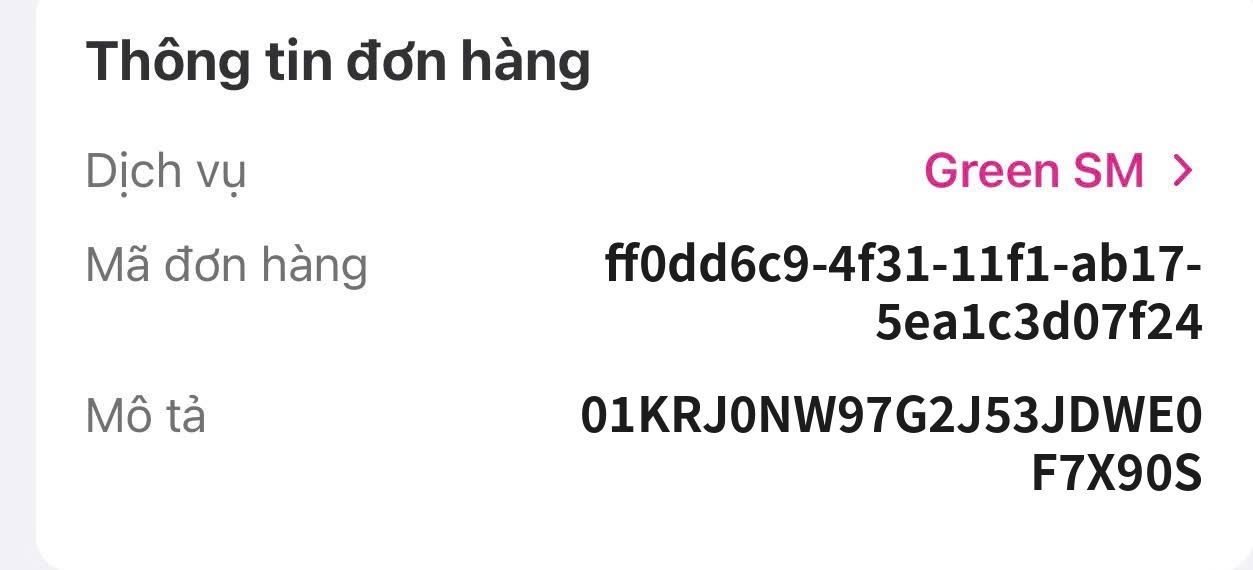 UUID và ULID trên hóa đơn MoMo của Green SM